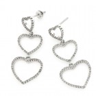 1.12 Cts. 14K White Gold Diamond Heart Dangling Earrings